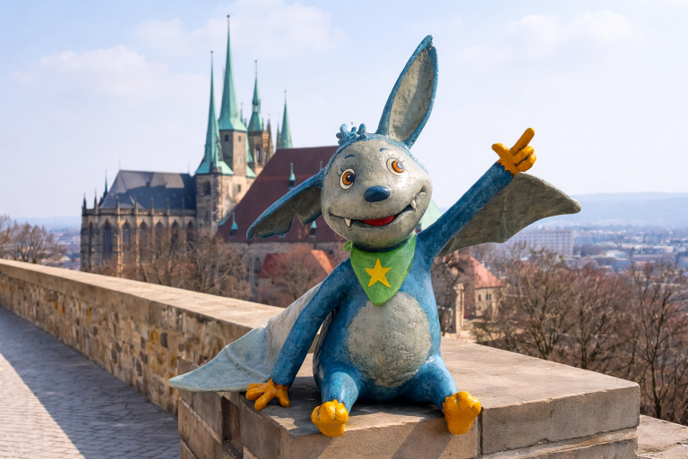 Foto © IFT e.V. „Fidi“ – das Fledermausmaskottchen des KiKA